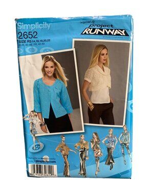 Simplicity Project Runway 2652 Jacket Sewing Pattern 14 16 18 20 22 Uncut 2009